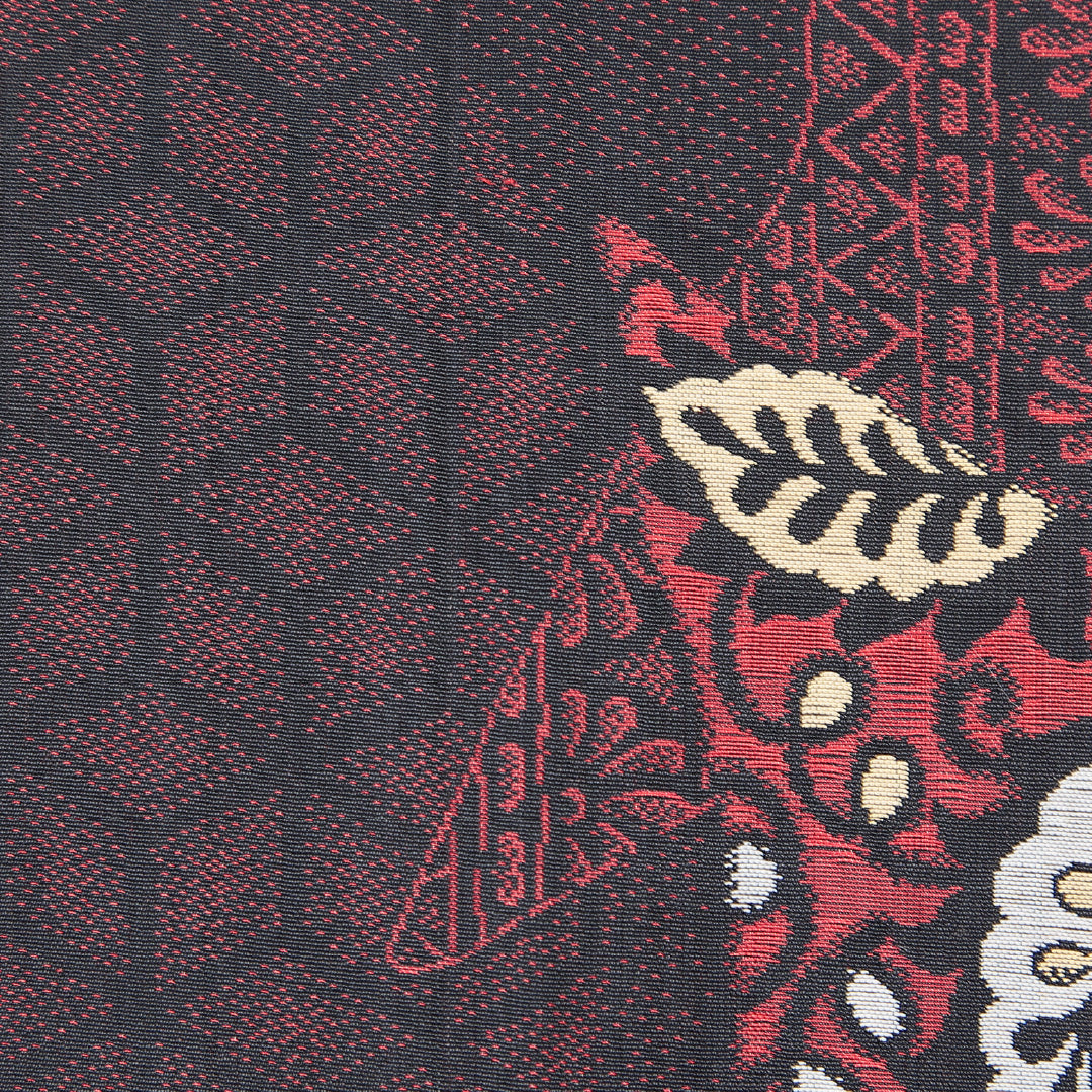 アンティーク 道行コート(お召) 袷 身丈89cm 裄丈63cm 正絹 Aランク Sサイズ ポケットあり 創作柄 黒系 赤系 1263-15186