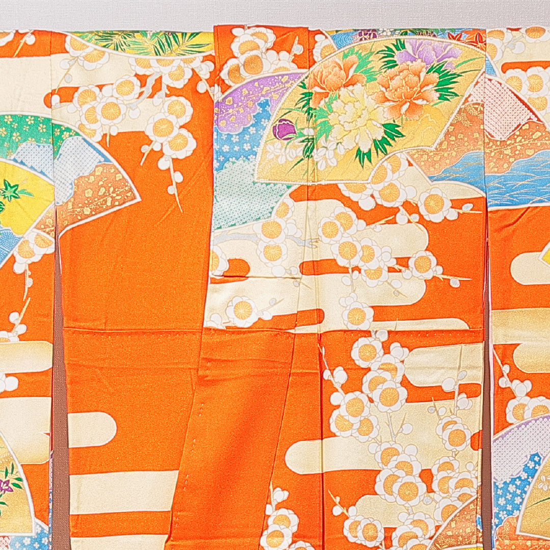 振袖 袷 身丈164cm 裄丈61cm フォーマル Cランク Lサイズ 正絹 広衿 鶴 菊 松 刺繍 金駒刺繍 1213-F0689