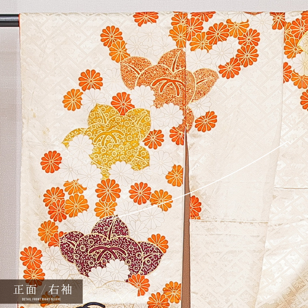 振袖 袷 身丈163cm 裄丈62cm フォーマル Cランク Lサイズ 正絹 広衿 橘 金駒刺繍 1213-F0687