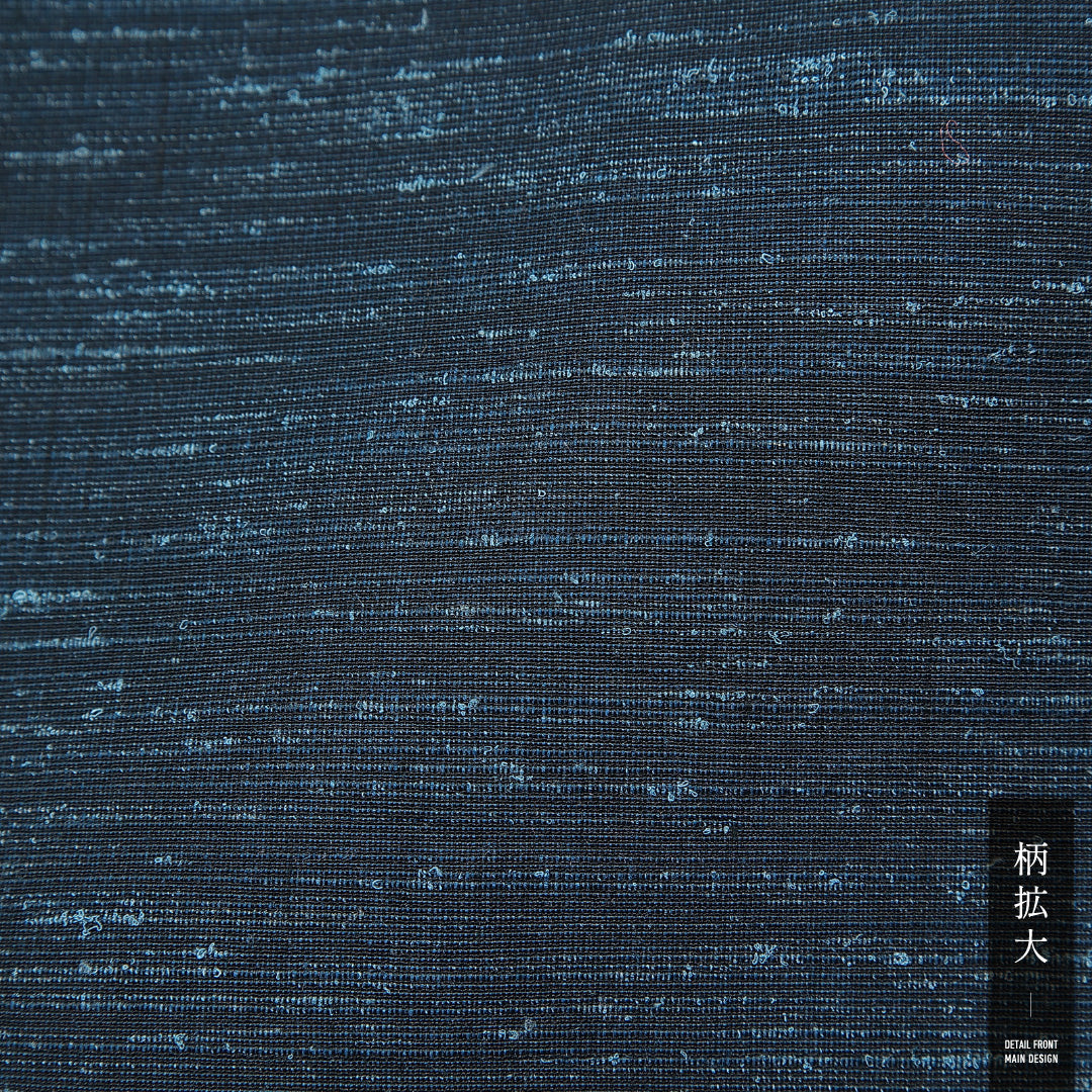 ウールの男着物(紬) 洗える着物 単衣 身丈142cm 裄丈67cm ウール Cランク Mサイズ 棒衿 カジュアル 抽象柄 紺系 1219-15765