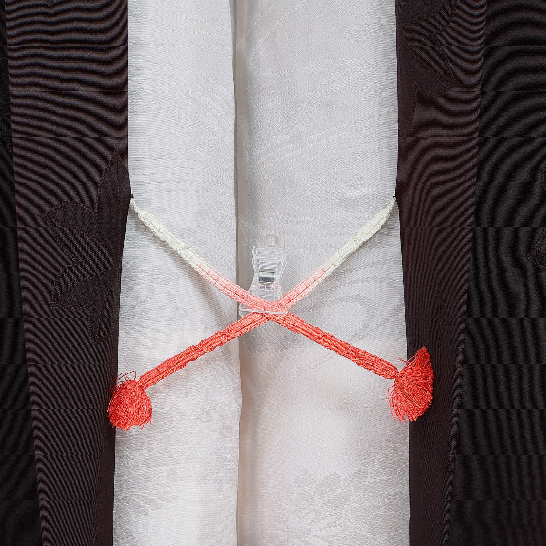 羽織 袷 身丈82cm 裄丈66cm 正絹 Bランク Mサイズ カジュアル 紐あり 紅葉 茶系 1217-16159