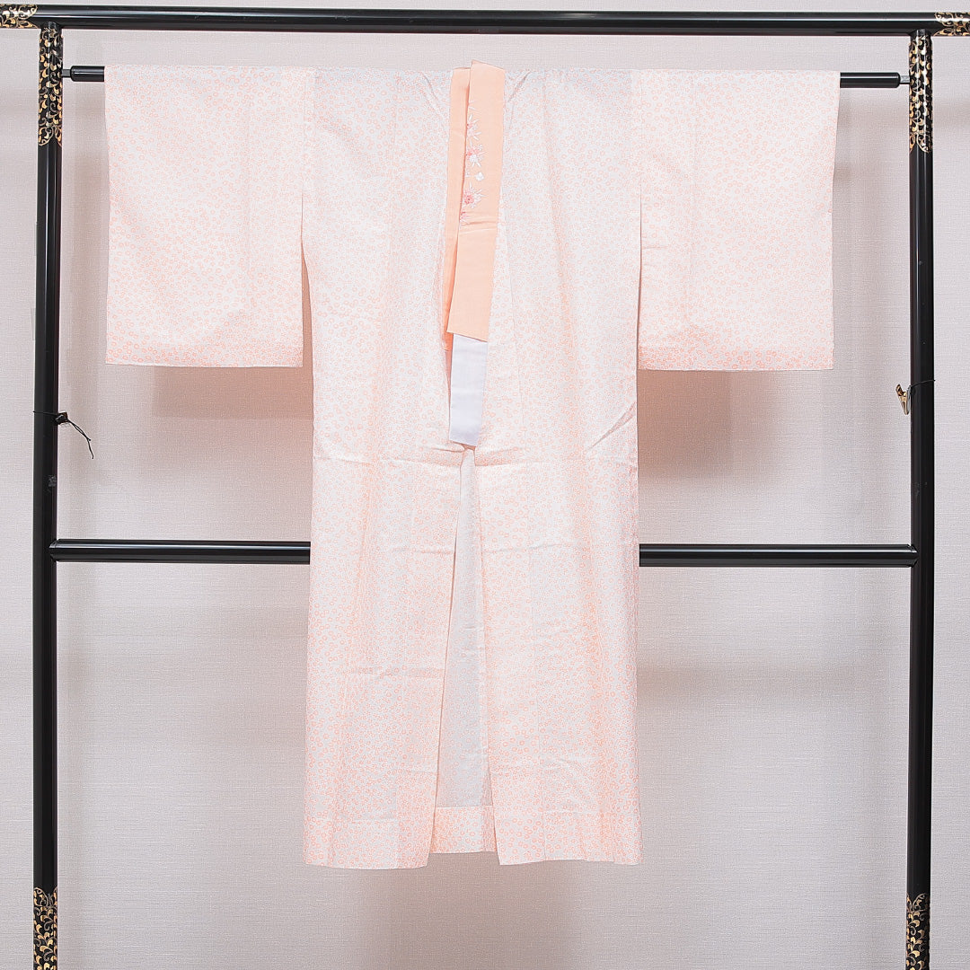 長襦袢 洗える着物 無双袖 身丈128cm 裄丈62cm ポリエステル Sランク Lサイズ 花柄 白系 1229-16694