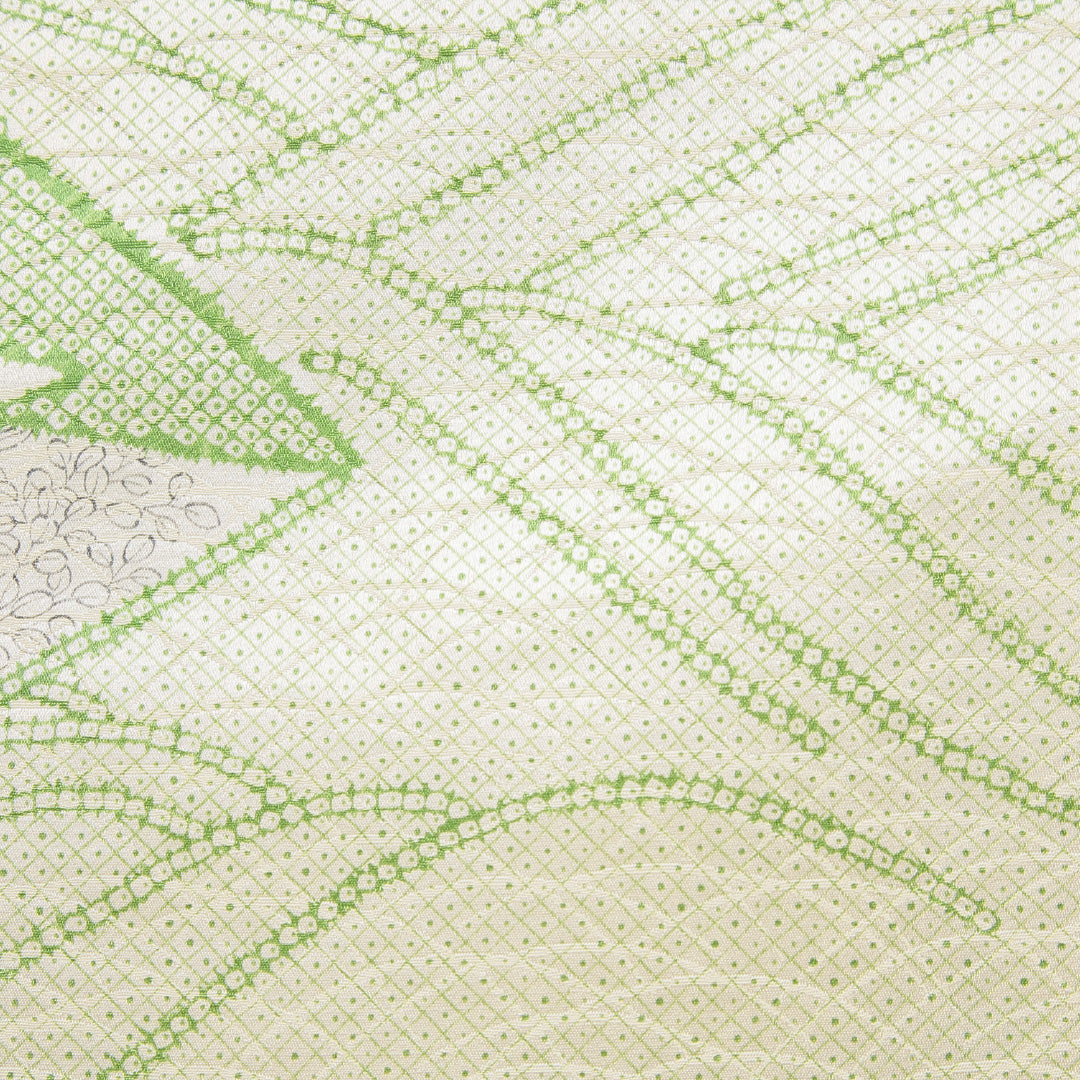 小紋 洗える着物 袷 身丈153cm 裄丈61cm ポリエステル Bランク Sサイズ 広衿 インフォーマル 古典柄 緑系 1215-15805