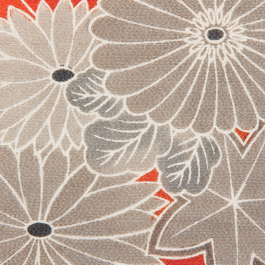 アンティーク 羽織 袷 身丈87cm 裄丈67cm 正絹 Bランク Mサイズ ちりめん 菊 赤系 1217-16813