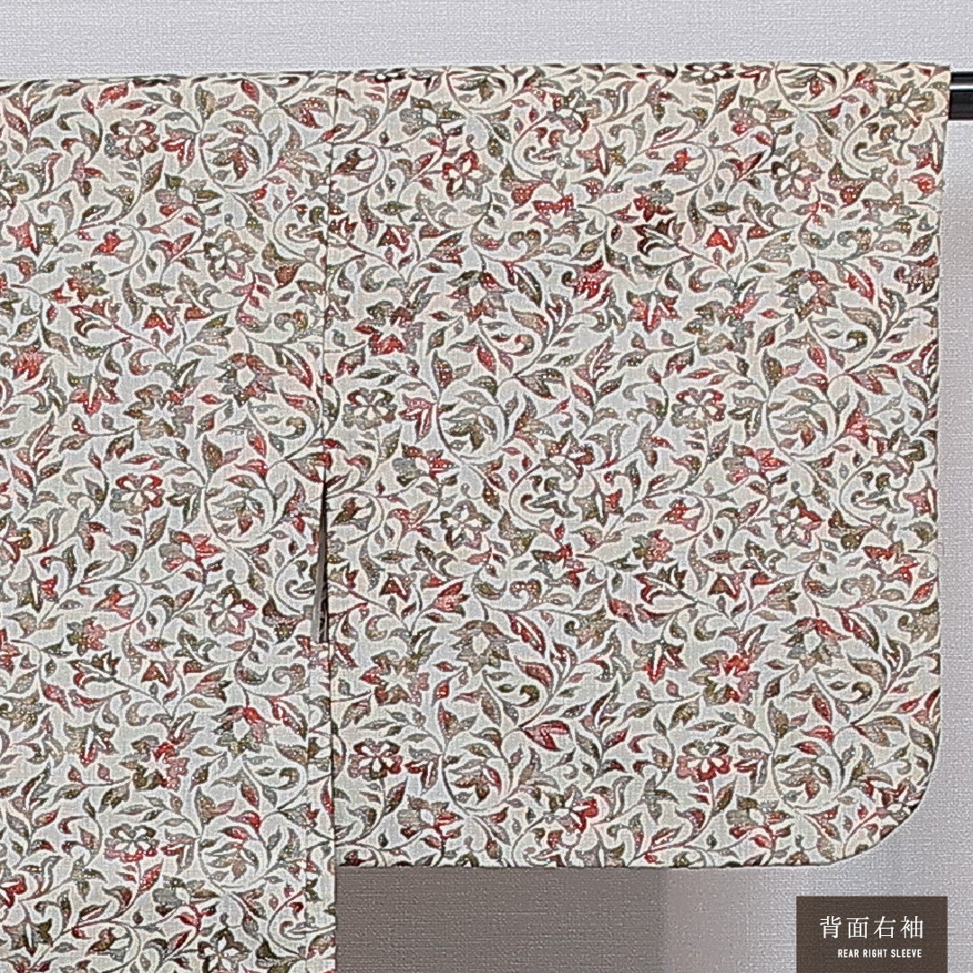 羽織 袷 身丈76cm 裄丈62cm 正絹 Aランク カジュアル Sサイズ 花柄 クリーム系 RP 1232-16151
