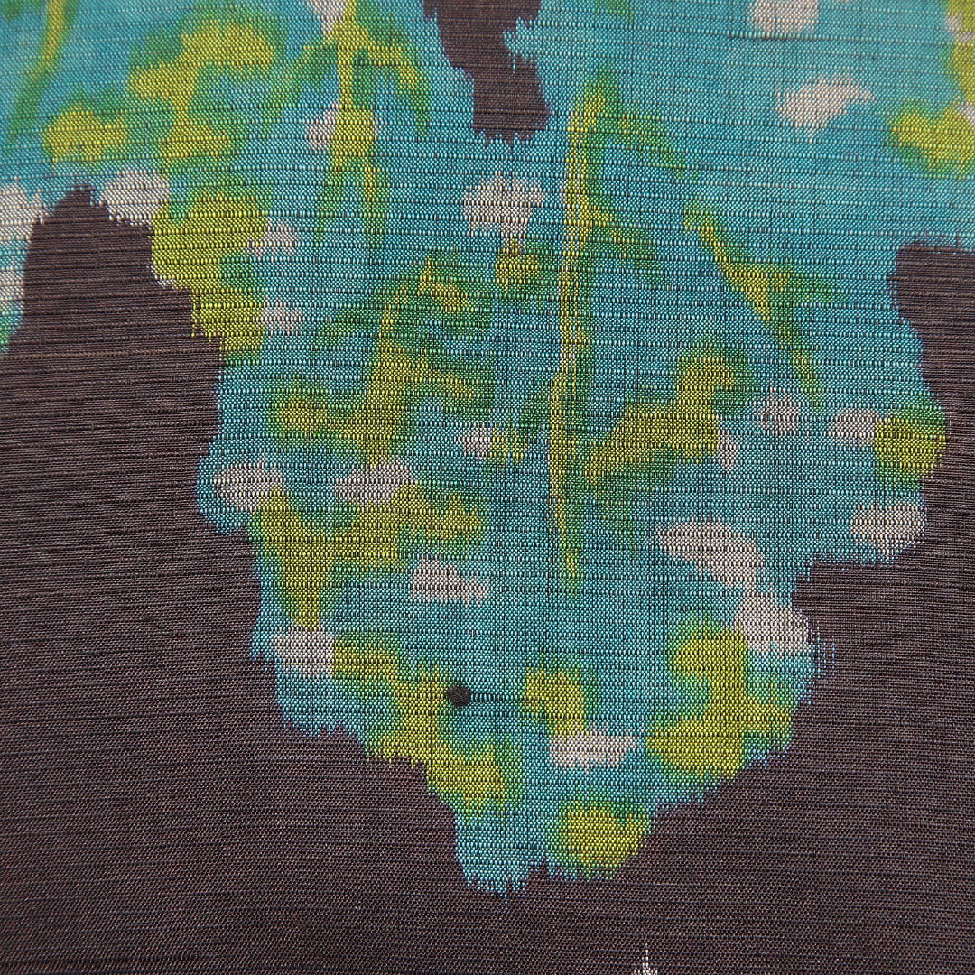 アンティーク 紬 単衣 身丈154cm 裄丈64cm 正絹 Cランク Sサイズ バチ衿 居敷当て 肩当て 創作柄 茶系 1216-15662