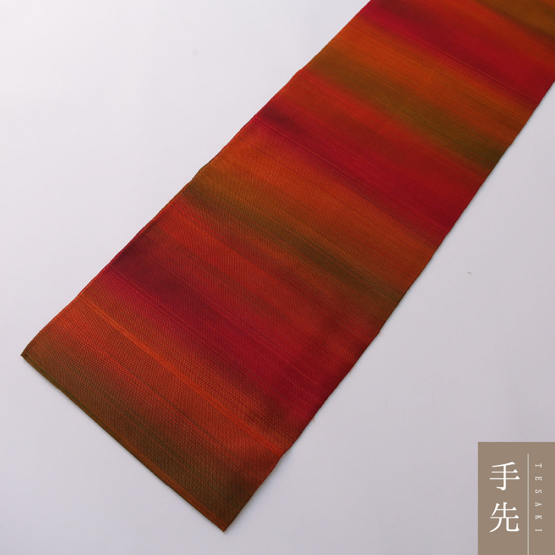 袋帯 帯丈428cm 正絹 全通 帯芯なし インフォーマル 抽象柄 赤系 多色系 1243-01956