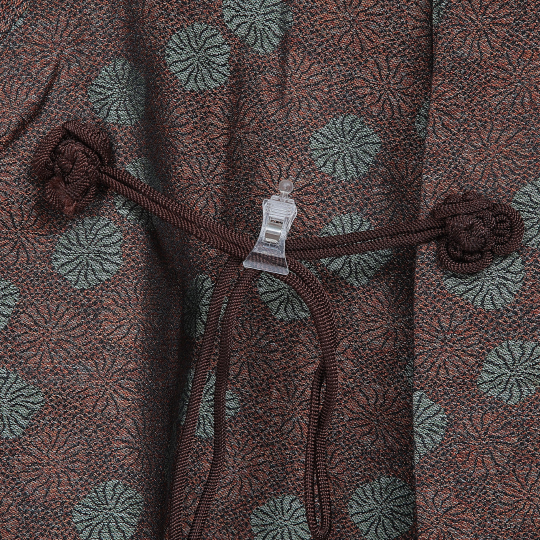 道中着(紬) 袷 身丈70cm 裄丈63cm 正絹 Sランク Sサイズ カジュアル 創作柄 茶系 1264-16152