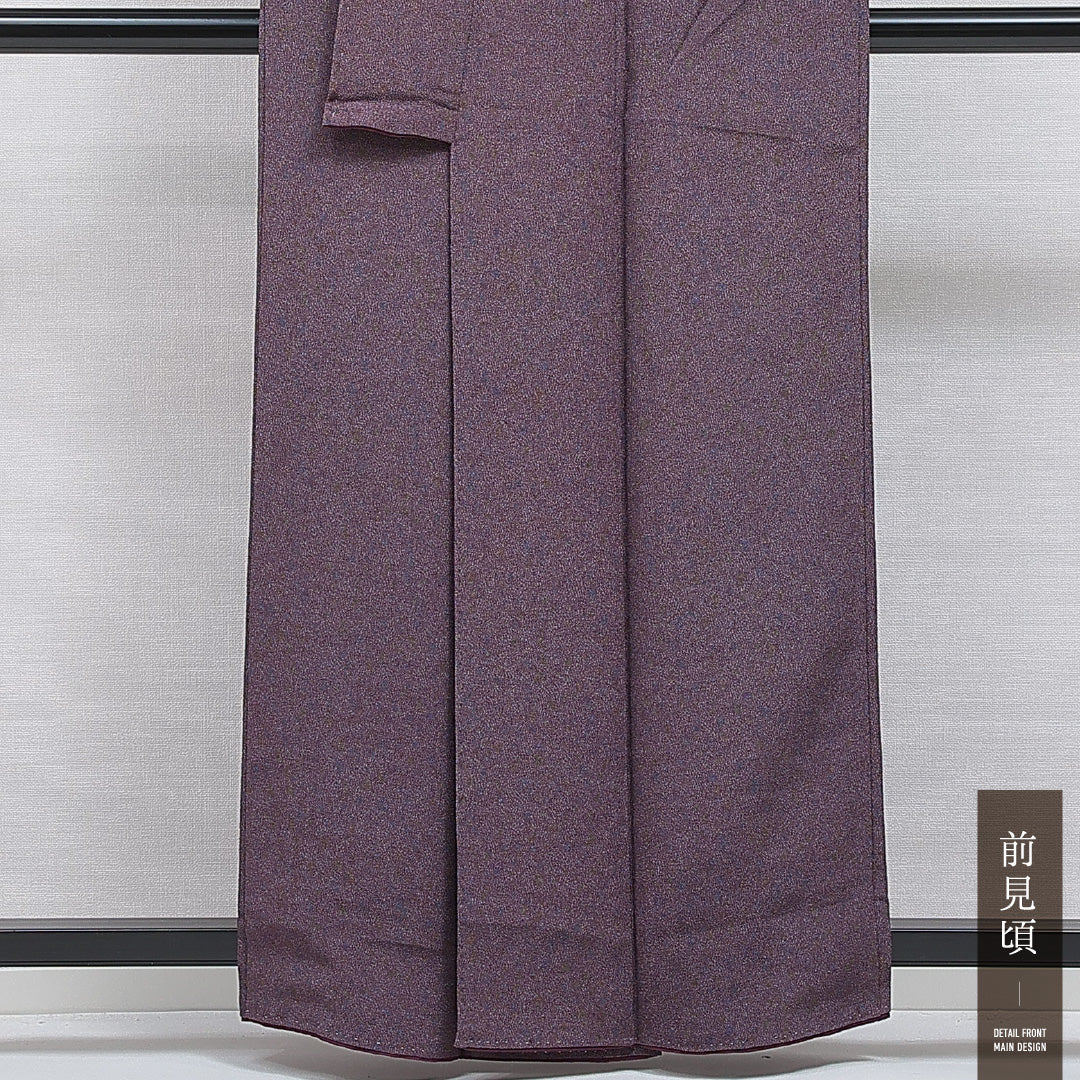 江戸小紋(鮫) 袷 身丈159cm 裄丈61cm 正絹 彫士 住田又光 染士 服部光擴 Sランク Mサイズ 広衿 一つ紋(丸に剣片喰) セミフォーマル 作家物 落款 紫系 1262-16067