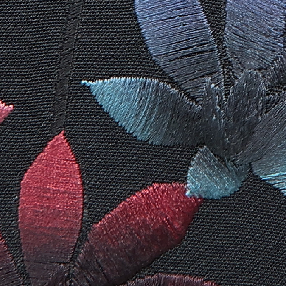 黒羽織 袷 身丈82cm 裄丈63cm 正絹 Sランク インフォーマル Sサイズ 刺繍 花柄 黒系 RP 1233-16825