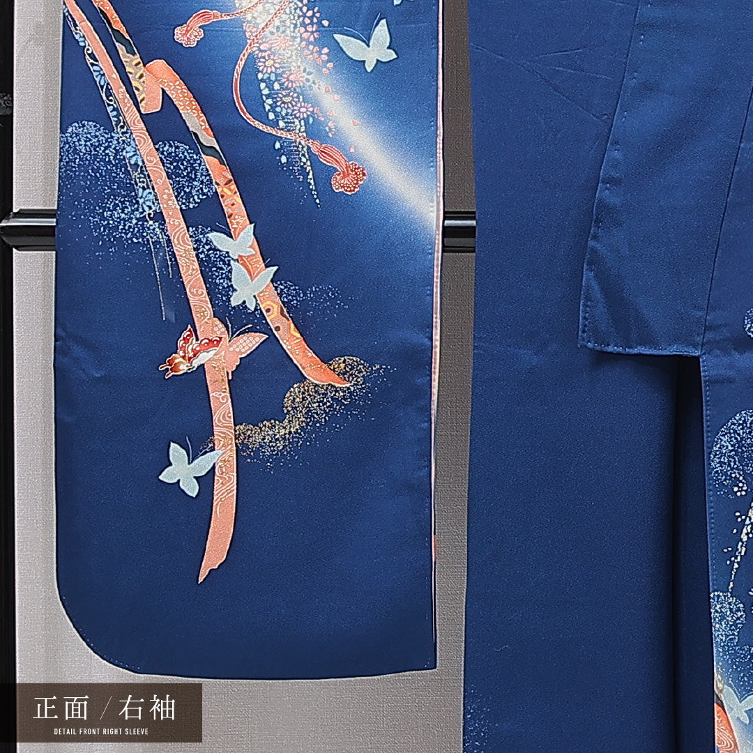 振袖 袷 身丈168cm 裄丈66cm フォーマル Aランク XLサイズ 正絹 広衿 組紐 吉祥文様 1213-F0726