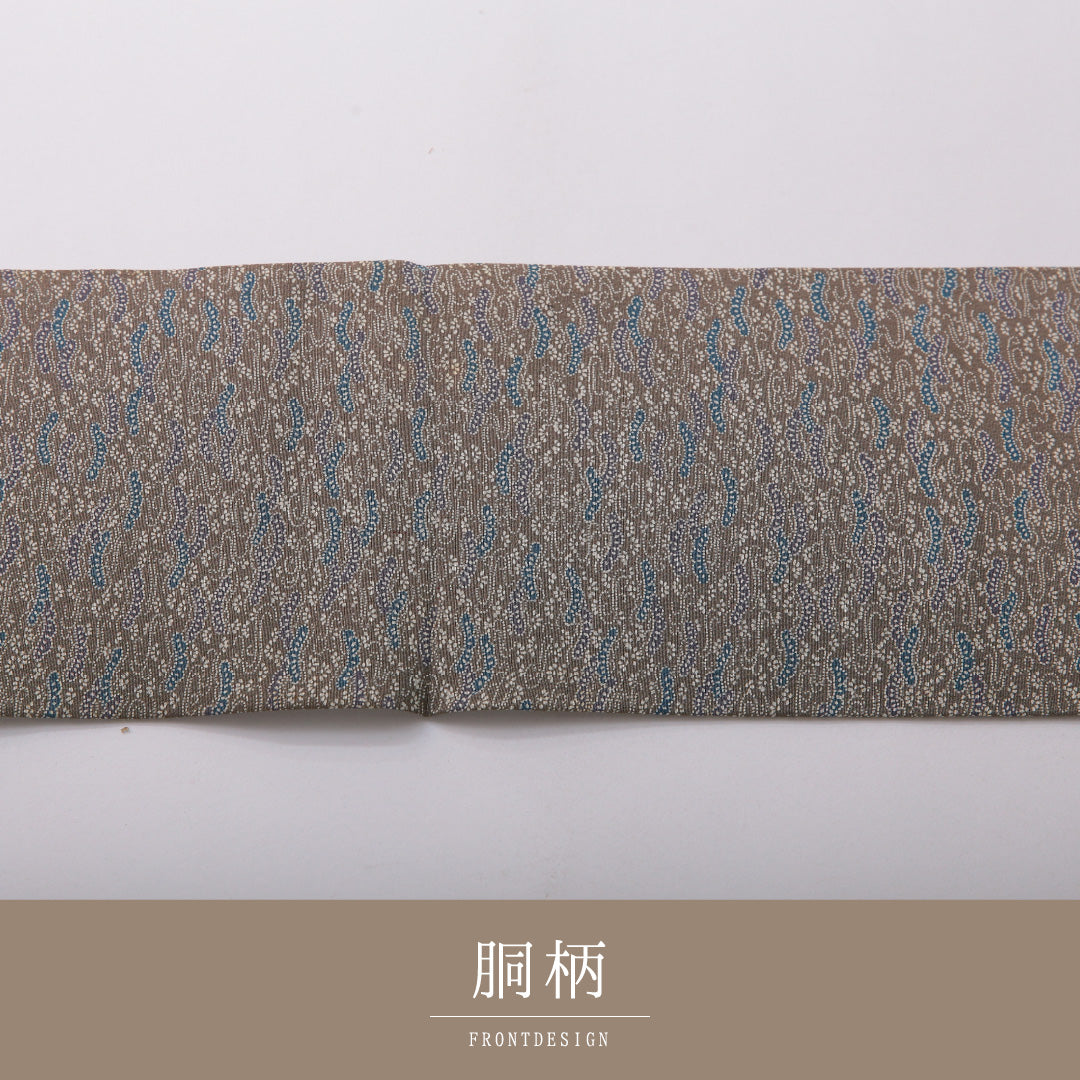 九寸名古屋帯 Sランク 帯丈326cm 正絹 全通 名古屋仕立て 染め インフォーマル 笠松 緑系 RP 1245-03536