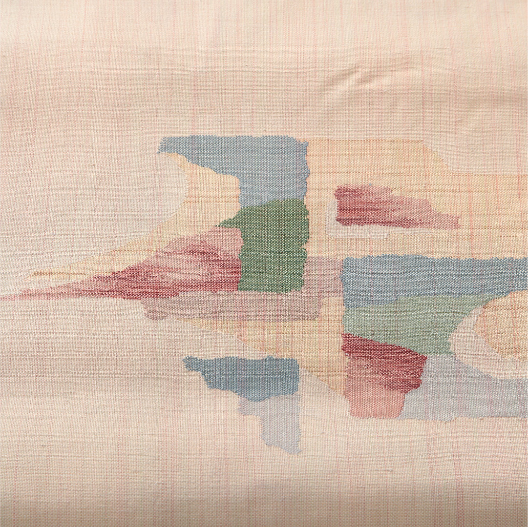 八寸名古屋帯(紬) 帯丈350cm カジュアル 松葉仕立て ポイント柄 Cランク 正絹 抽象柄 クリーム系 1224-03925