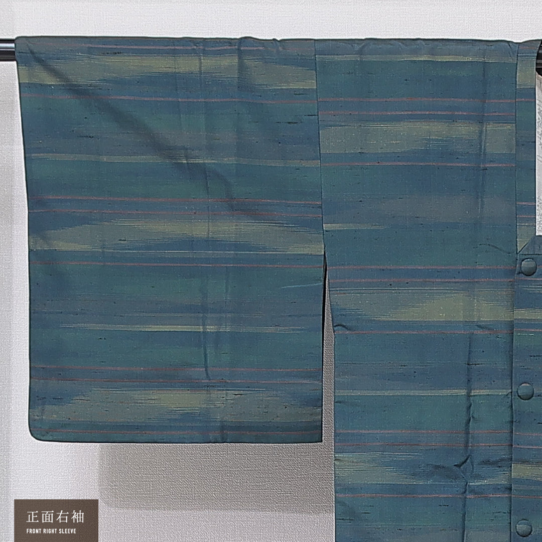 道行コート 袷 身丈83cm 裄丈64cm 正絹 Sランク セミフォーマル Mサイズ 抽象柄 緑系 RP 1237-16790