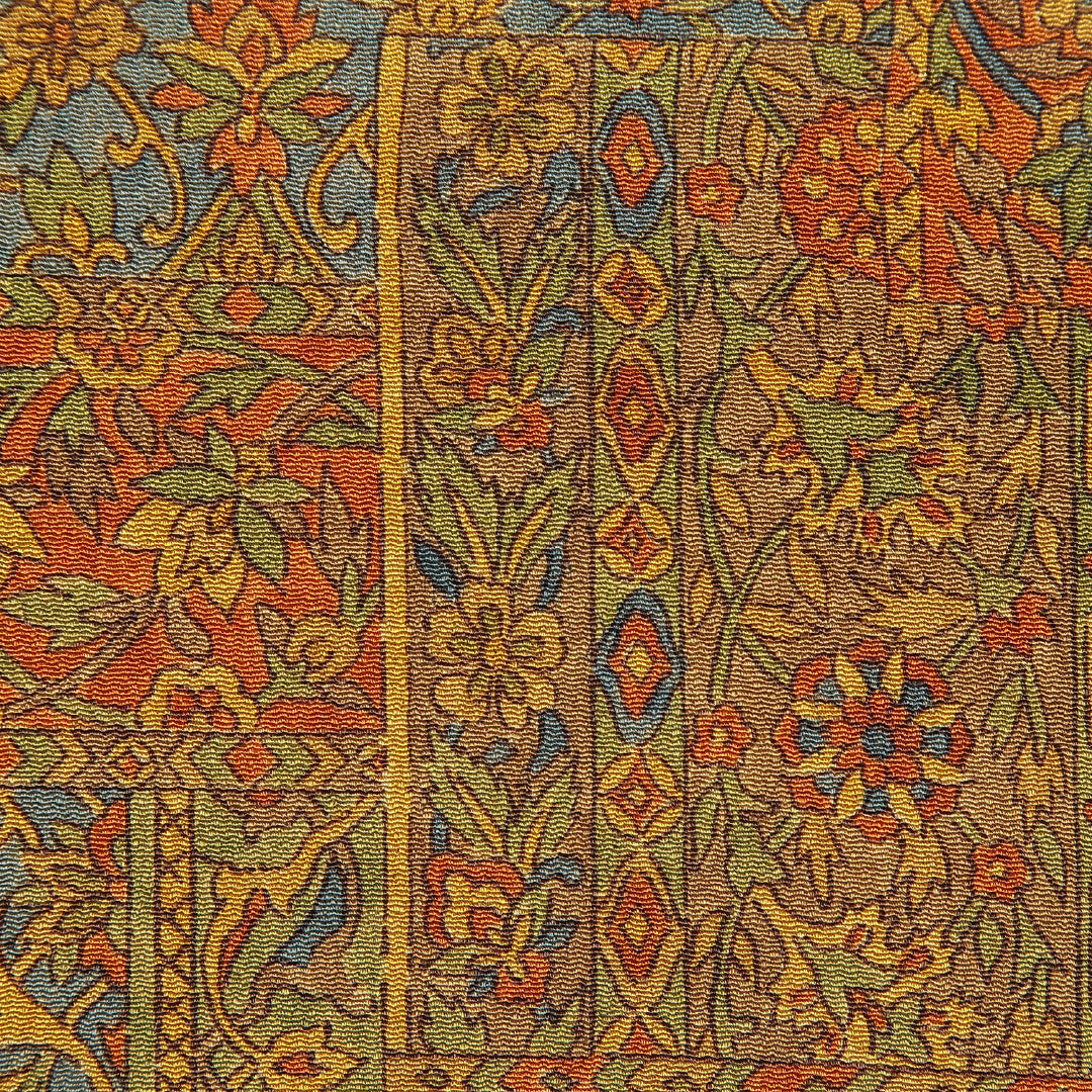 小紋 袷 身丈168cm 裄丈66cm 正絹 Sランク XLサイズ 広衿 インフォーマル 植物柄 多色系 黄系 1215-15657