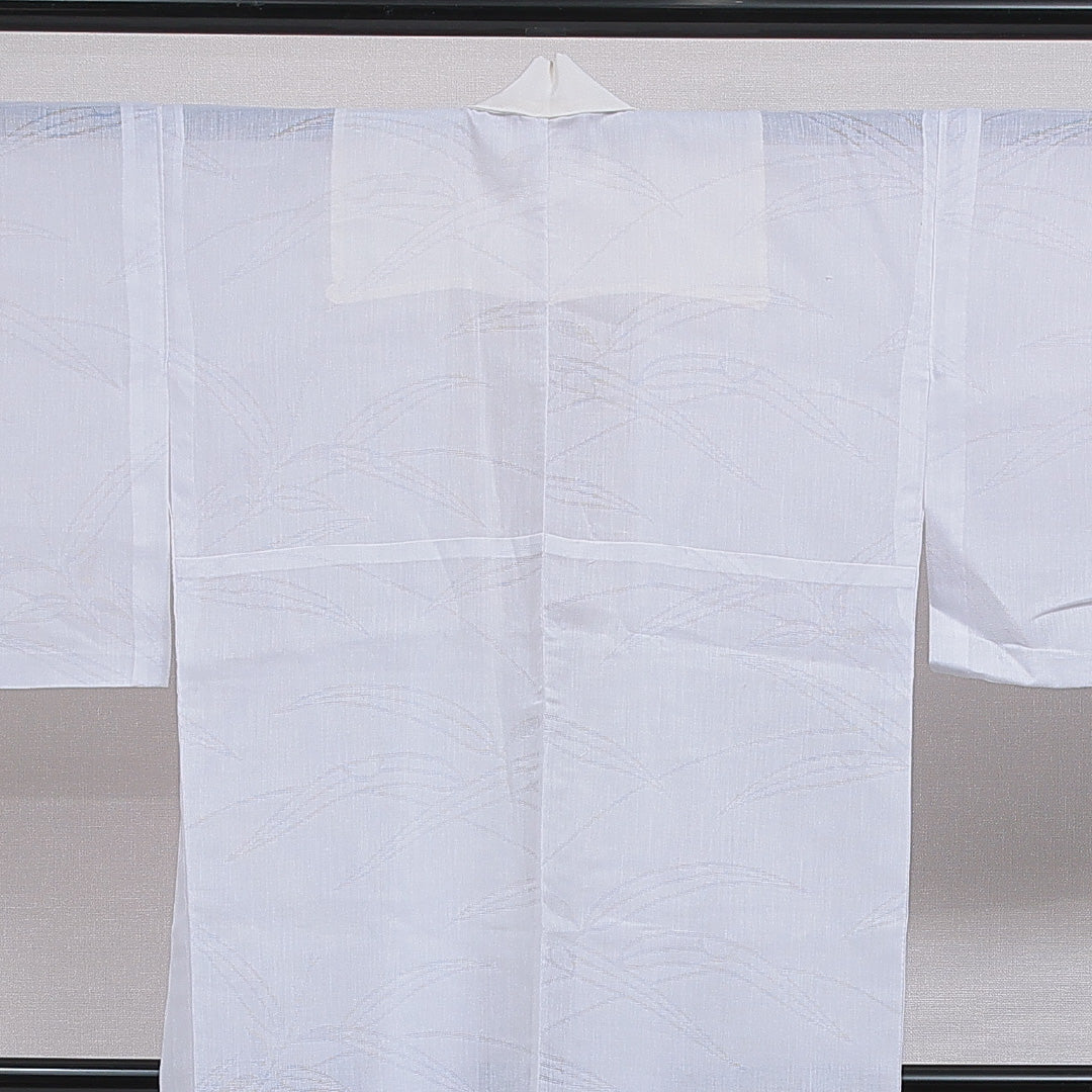 夏物 洗える着物 麻の長襦袢 夏物 身丈129cm 裄丈62cm 麻 Sランク Lサイズ 笹 白系 M4 1239-16586