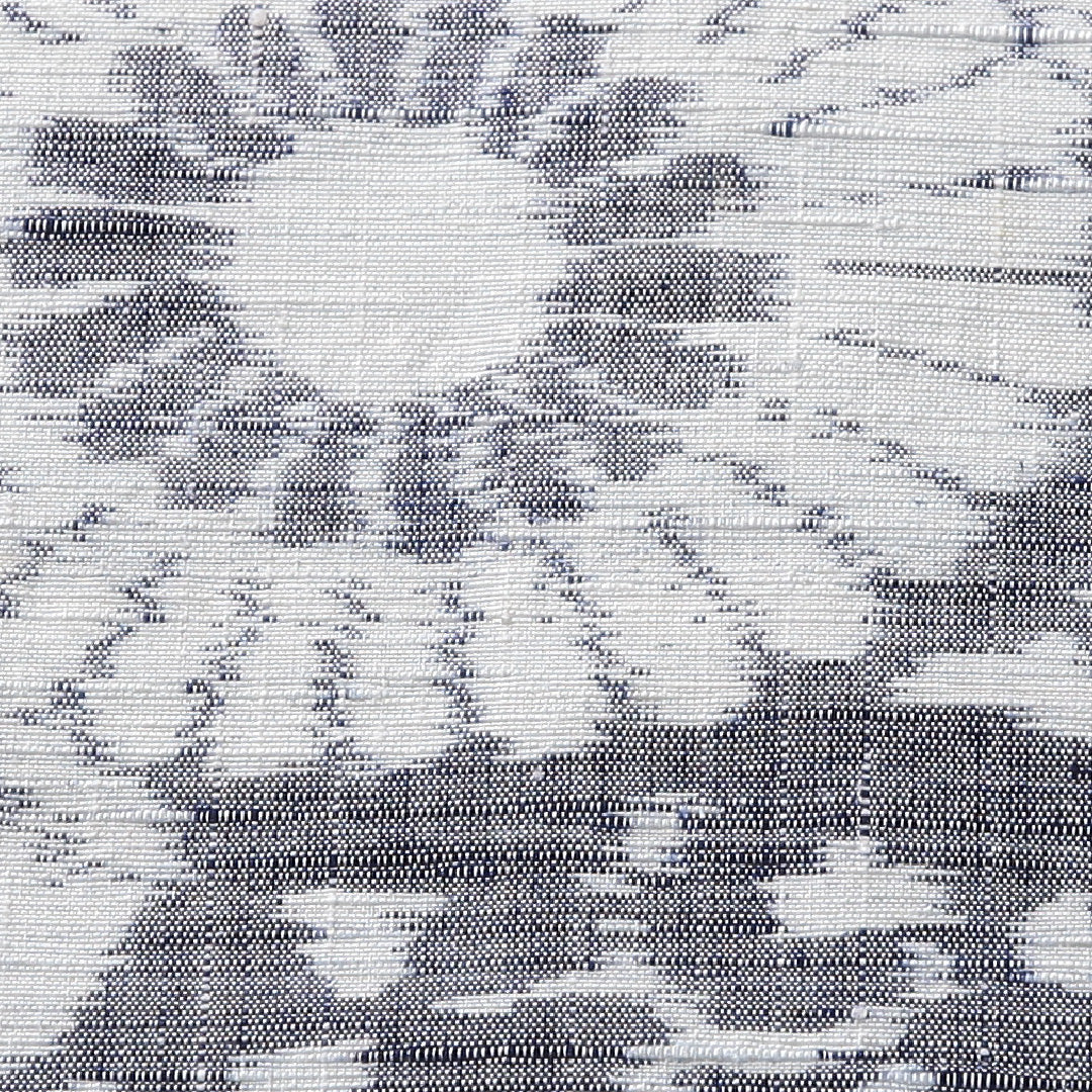 九寸名古屋帯(紬) 帯丈353cm カジュアル 名古屋仕立て 全通 Cランク 正絹 唐菊 縞 紺系 1224-03951