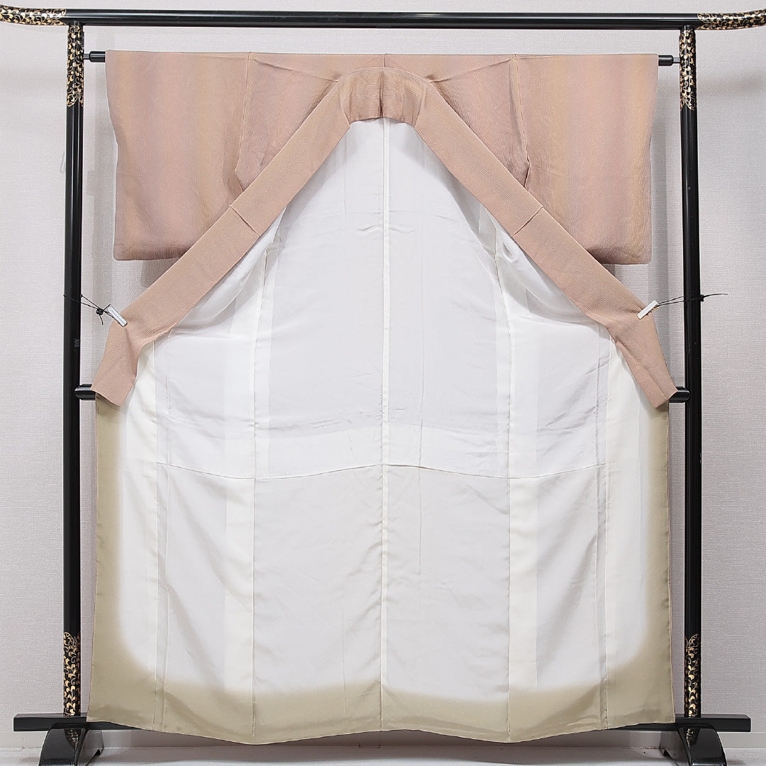 付下げ 袷 身丈160cm 裄丈62cm 正絹 Aランク インフォーマル 広衿 Lサイズ 椿 茶系 RP 1218-15420