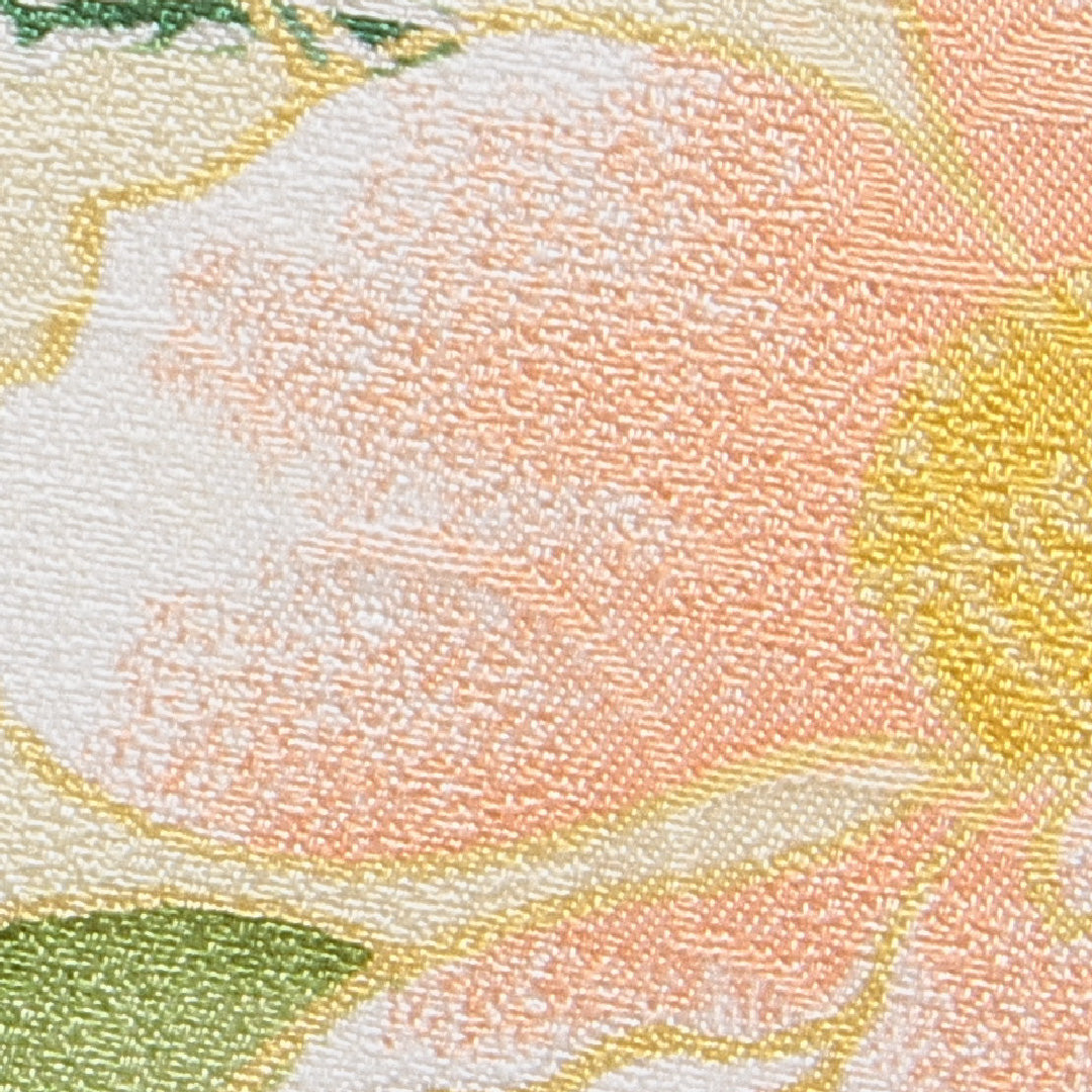 小紋 洗える着物 袷 身丈160cm 裄丈64cm ポリエステル Cランク Lサイズ バチ衿 インフォーマル 椿 クリーム系 1215-15839