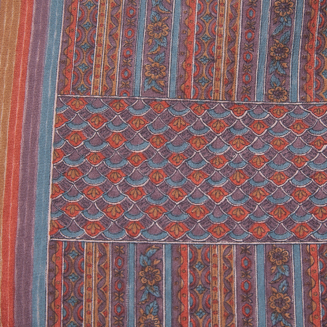 小紋 袷 身丈163cm 裄丈63cm 正絹 Sランク Lサイズ 広衿 インフォーマル 創作柄 多色系 1215-15487