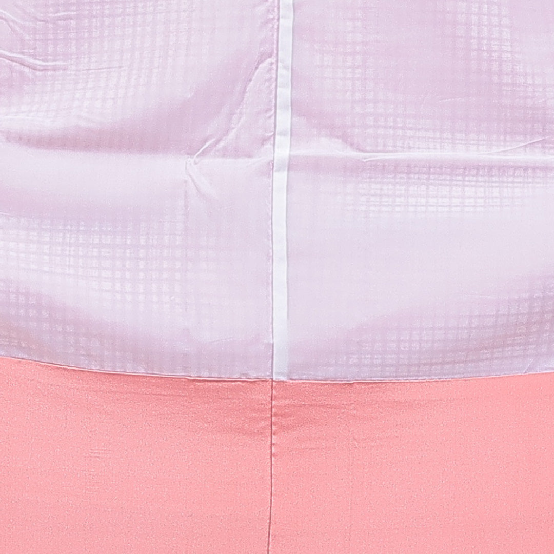 小紋 洗える着物 袷 身丈158cm 裄丈63cm ポリエステル Aランク Mサイズ 広衿 インフォーマル 格子 ピンク系 1215-16393