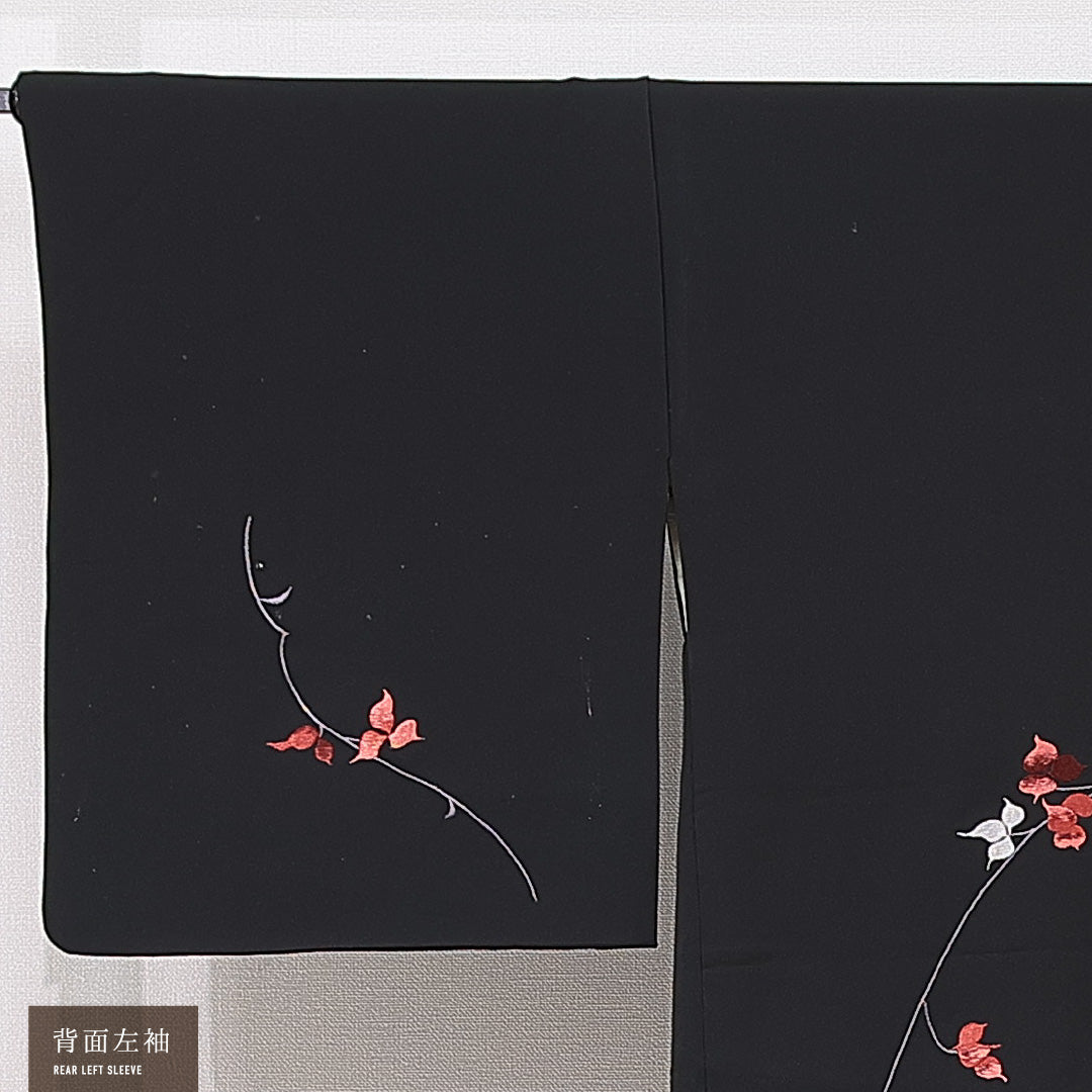 羽織 袷 身丈79cm 裄丈64cm 正絹 Cランク カジュアル Mサイズ 織り出し 紐あり 撫子 黒系 LP 1232-15311