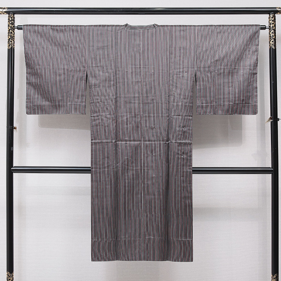 道行コート 単衣 身丈127cm 裄丈67cm 正絹 Sランク セミフォーマル Mサイズ 縞 多色系 RP 1237-15446