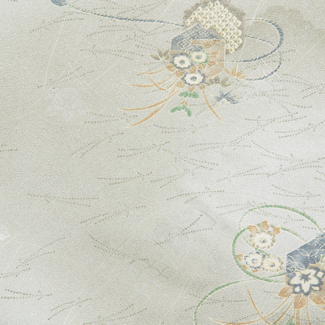 小紋 洗える着物 袷 身丈159cm 裄丈64cm ポリエステル Sランク Mサイズ 広衿 インフォーマル 雲取り 亀甲 緑系 1215-16274