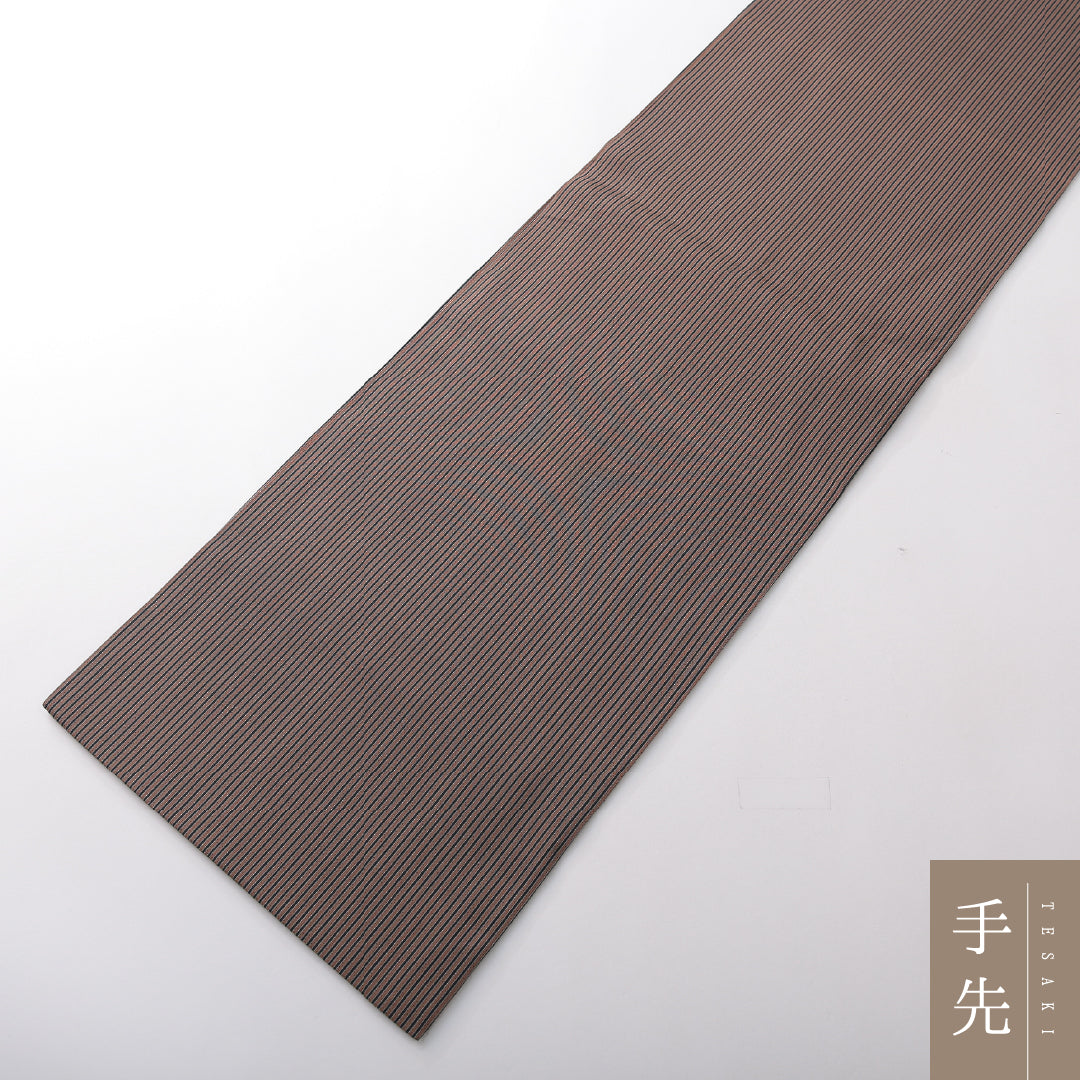 袋帯(紬) 帯丈448cm インフォーマル 全通 帯芯なし Sランク 正絹 縞 ベージュ系 1223-02130