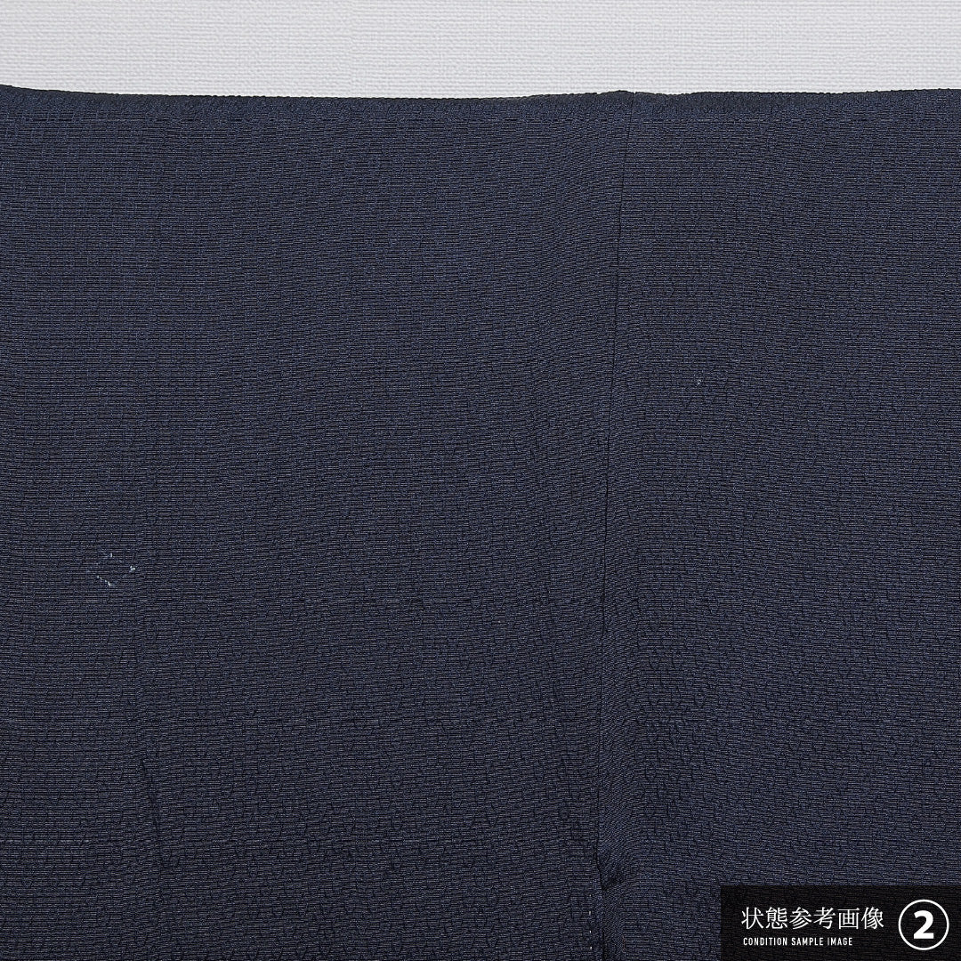 小紋 袷 身丈148cm 裄丈61cm 正絹 Aランク インフォーマル バチ衿 XSサイズ 創作柄 紺系 RP 1221-15926