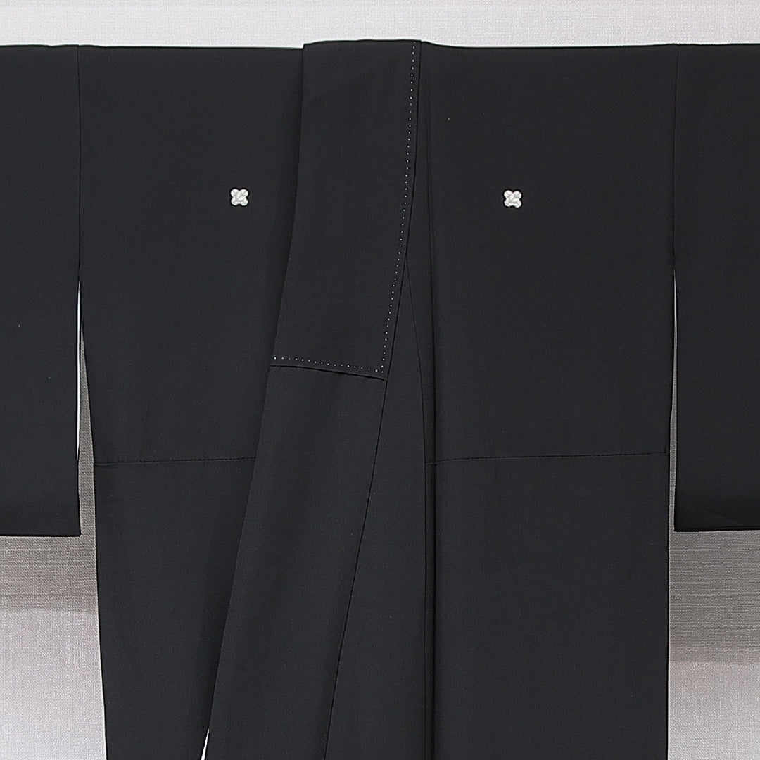 黒留袖 袷 身丈166cm 裄丈65cm 五つ紋 フォーマル Aランク XLサイズ 正絹 比翼仕立て 広衿 扇 菱 牡丹 1211-F0657