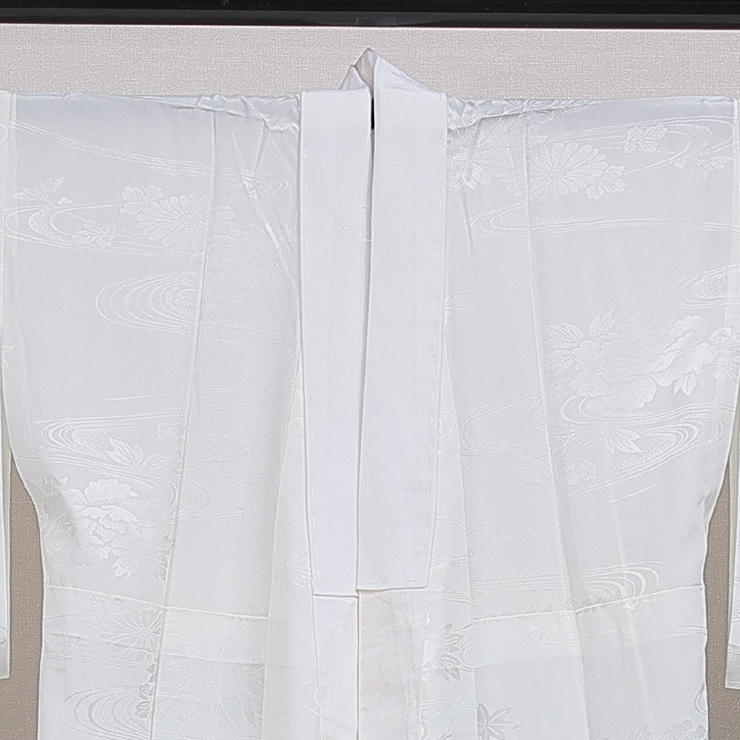 長襦袢 無双袖 身丈134cm 裄丈66cm 正絹 Sランク XLサイズ 菊 白系 RP 1239-16513