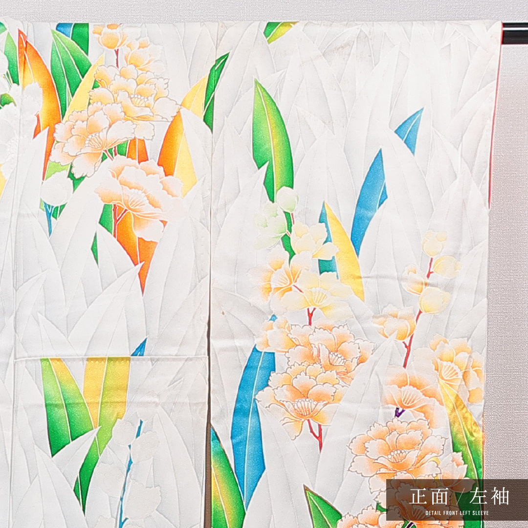 振袖 袷 身丈158cm 裄丈63cm フォーマル Cランク Mサイズ 正絹 広衿 牡丹 1213-F0757