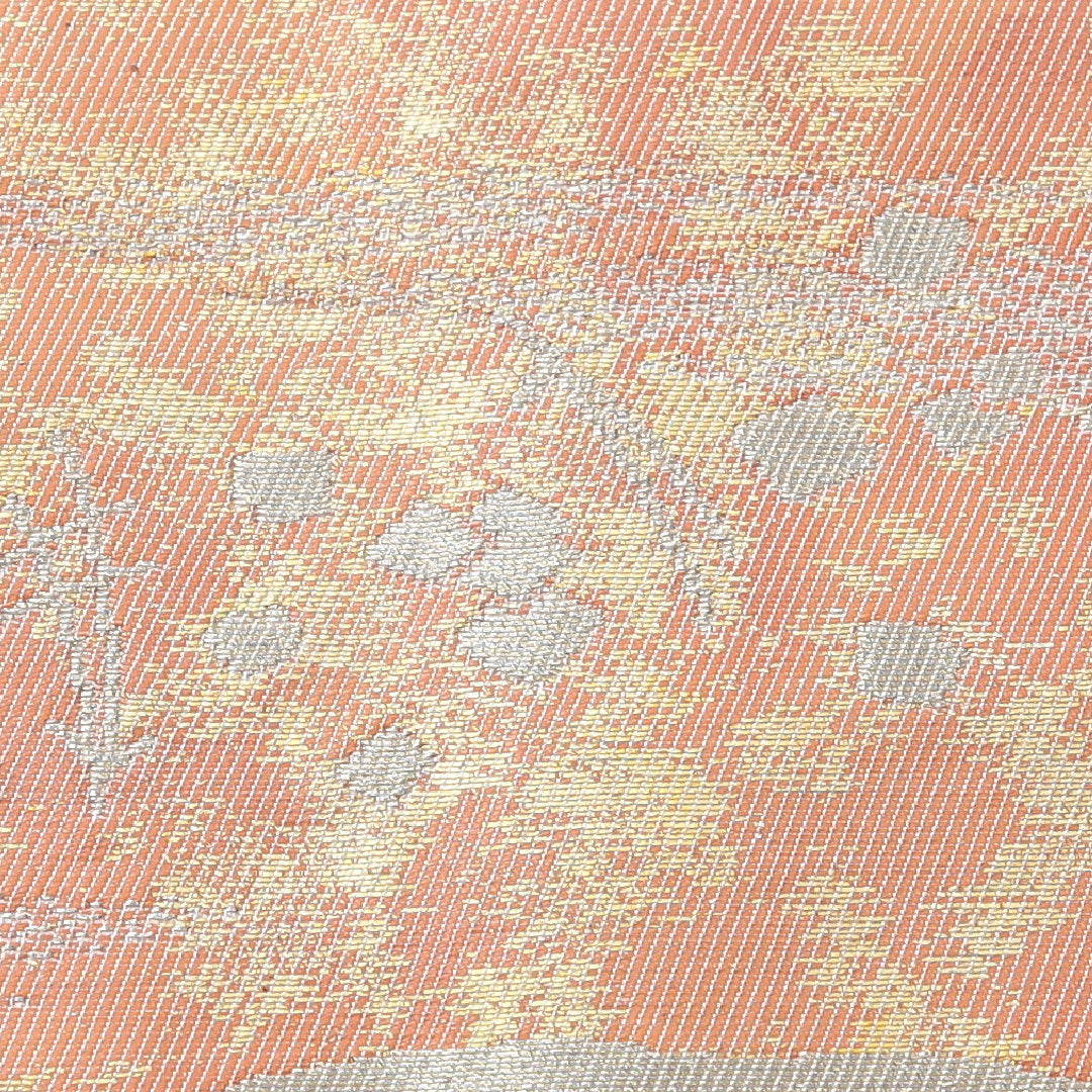 九寸名古屋帯 帯丈354cm セミフォーマル 名古屋仕立て ポイント柄 Sランク 正絹 松葉 創作柄 ベージュ系 ピンク系 1224-03900