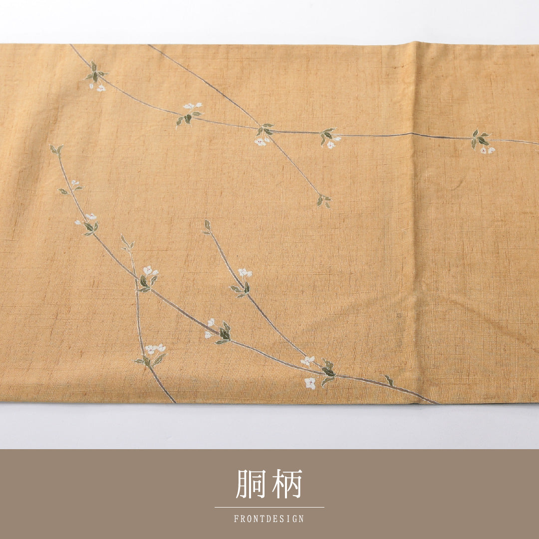 袋帯(紬) 帯丈452cm 正絹 ポイント柄 インフォーマル 大和美人文 落款 黄系 1243-02085
