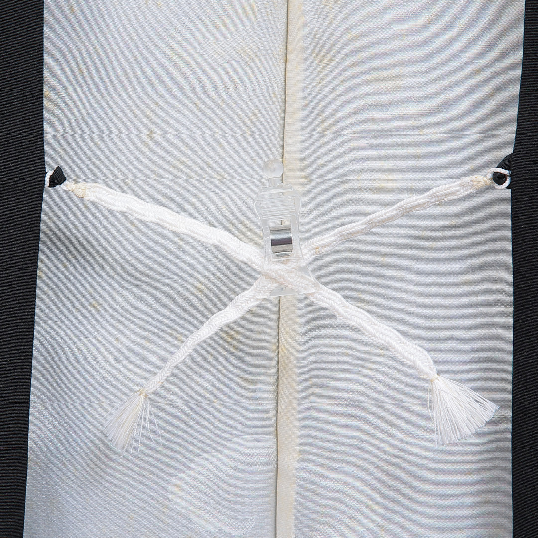 黒羽織 袷 身丈80cm 裄丈63cm 正絹 Aランク Sサイズ インフォーマル 紐あり 花車 絵羽羽織 黒系 1217-16154