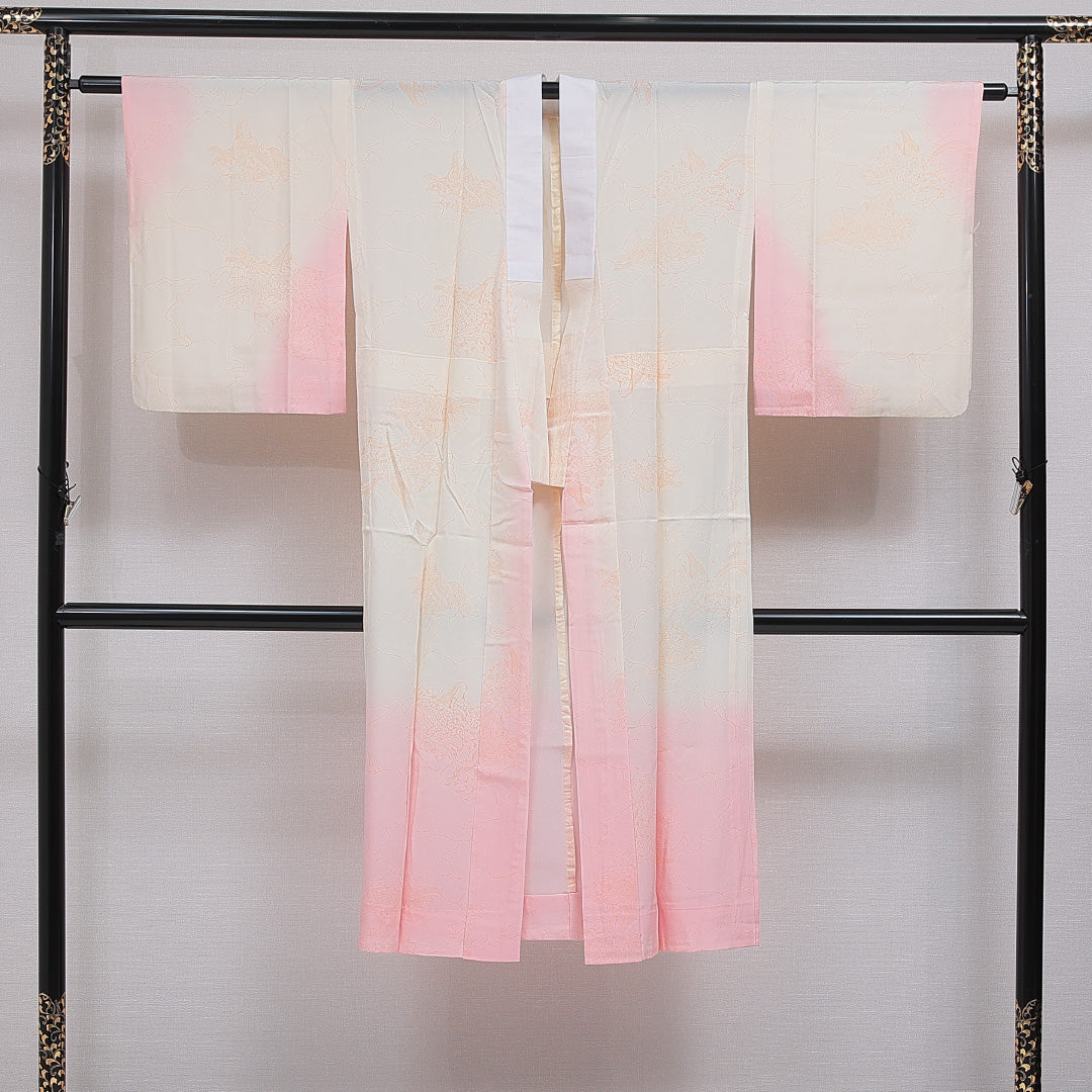 長襦袢 無双袖 身丈126cm 裄丈64cm 正絹 Sランク Mサイズ 平安絵巻 ベージュ系 RP 1239-16583