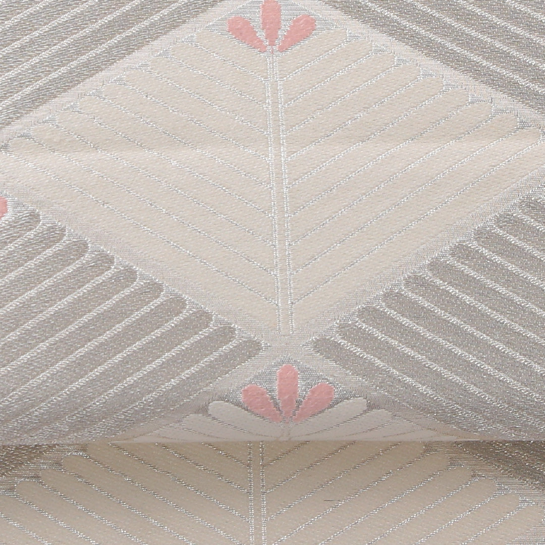 袋帯 帯丈420cm セミフォーマル 六通 帯芯なし Cランク 正絹 菱 クリーム系 1223-02247