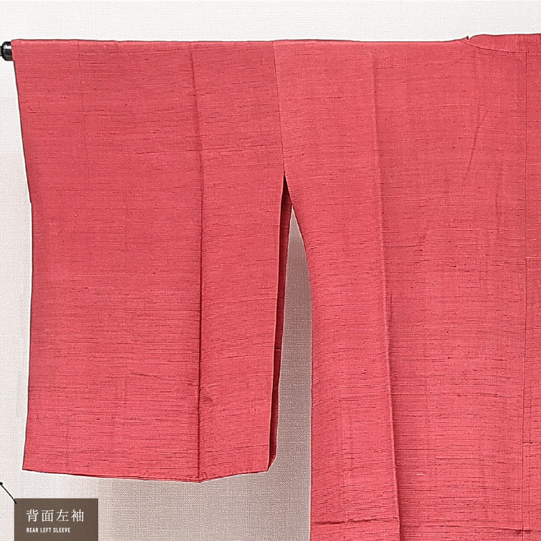 道行コート 袷 身丈122cm 裄丈65cm 正絹 Cランク セミフォーマル Mサイズ ポケットあり 無地 ピンク系 HP 1237-15297