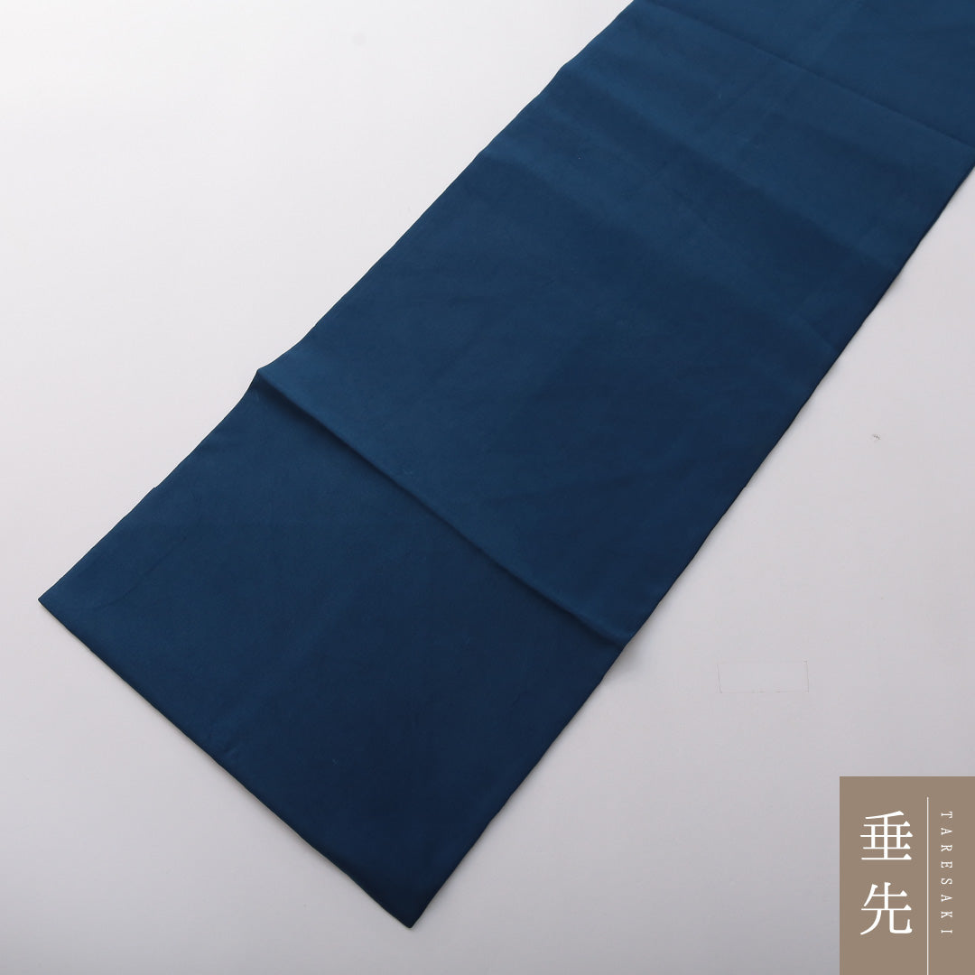 九寸名古屋帯 帯丈341cm カジュアル 名古屋仕立て 全通 Cランク 正絹 無地 青系 1224-03580