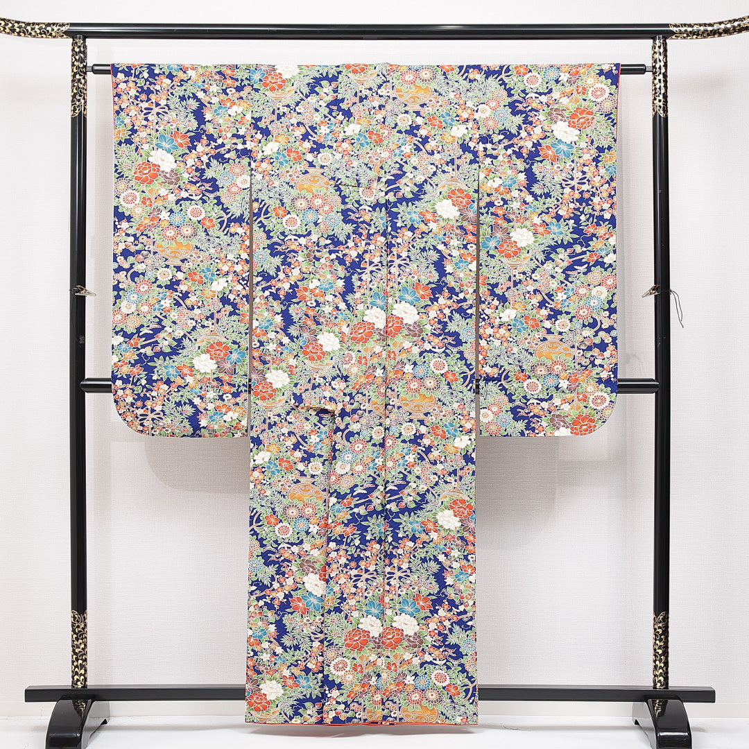 振袖 袷 身丈160cm 裄丈63cm フォーマル Bランク Lサイズ 正絹 広衿 壺 菊 1213-F0652