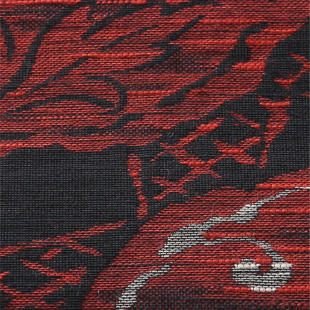 八寸名古屋帯(紬) 帯丈325cm カジュアル 松葉仕立て 六通 Aランク 正絹 創作柄 黒系 1224-03944