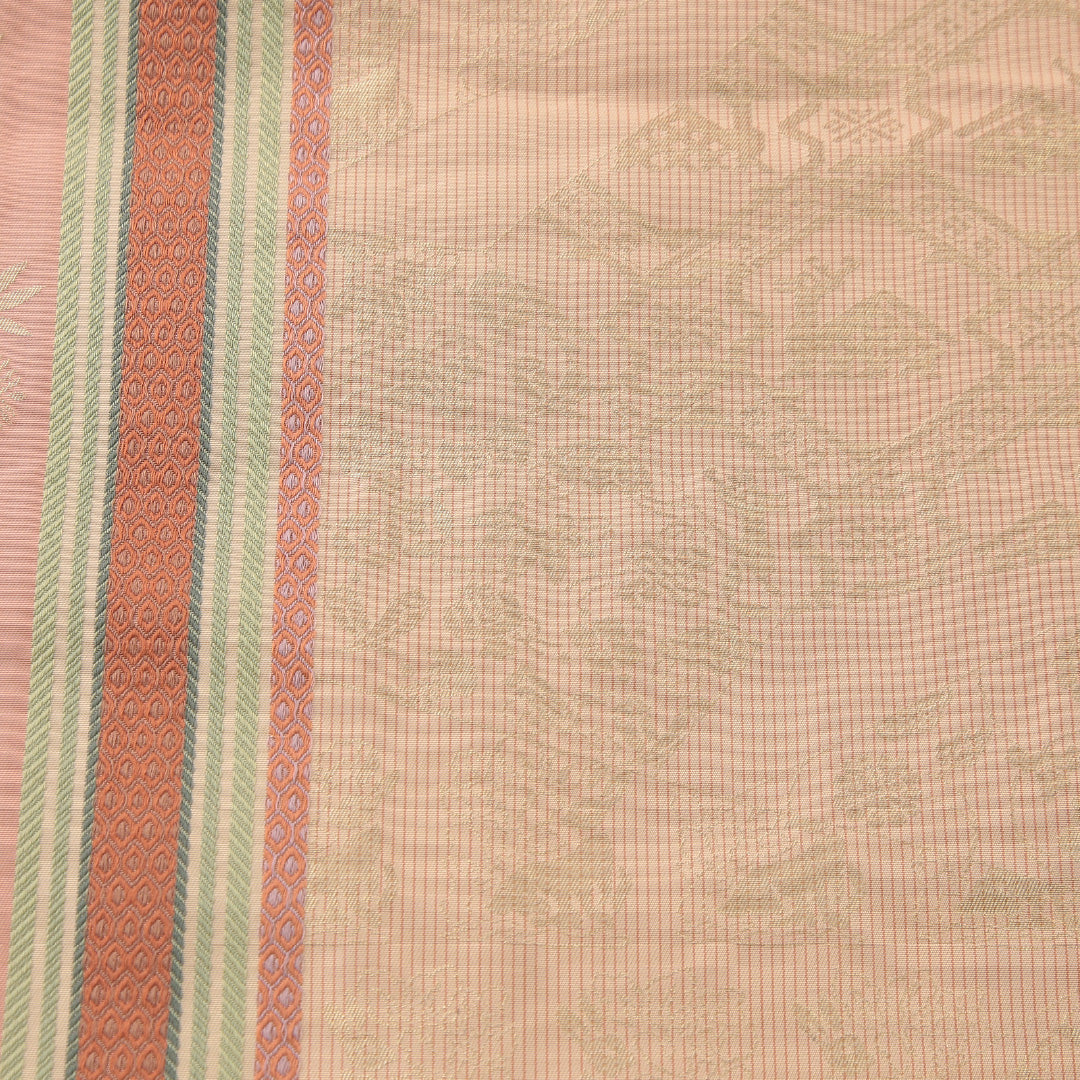 袋帯 帯丈450cm セミフォーマル 六通 未仕立て 帯芯なし Sランク 正絹 有栖川鹿文 証紙 ピンク系 1223-02232