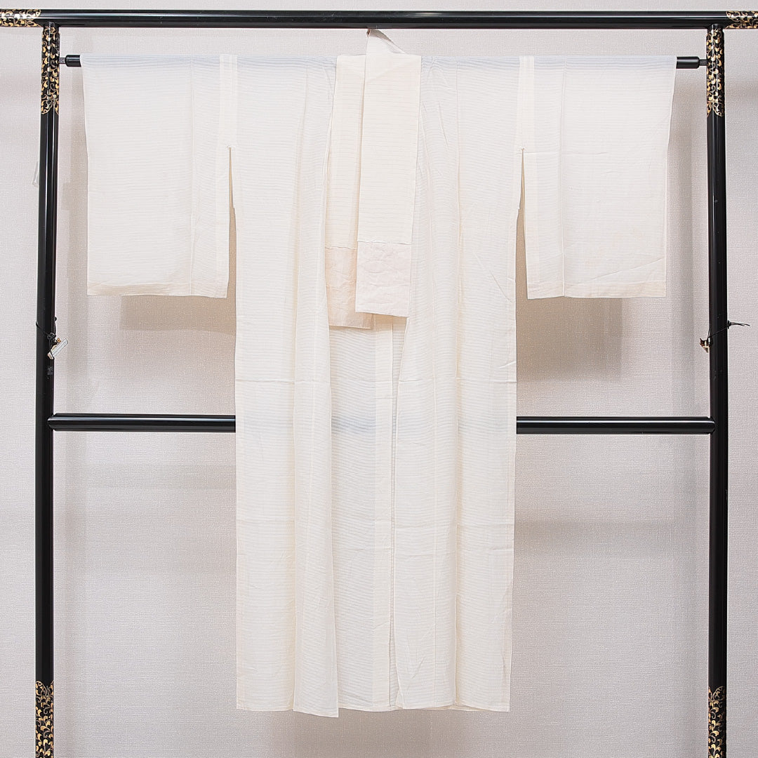 夏物 長襦袢 絽 身丈136cm 裄丈62cm 正絹 Cランク 2XLサイズ 無地 ベージュ系 LP 1239-15419