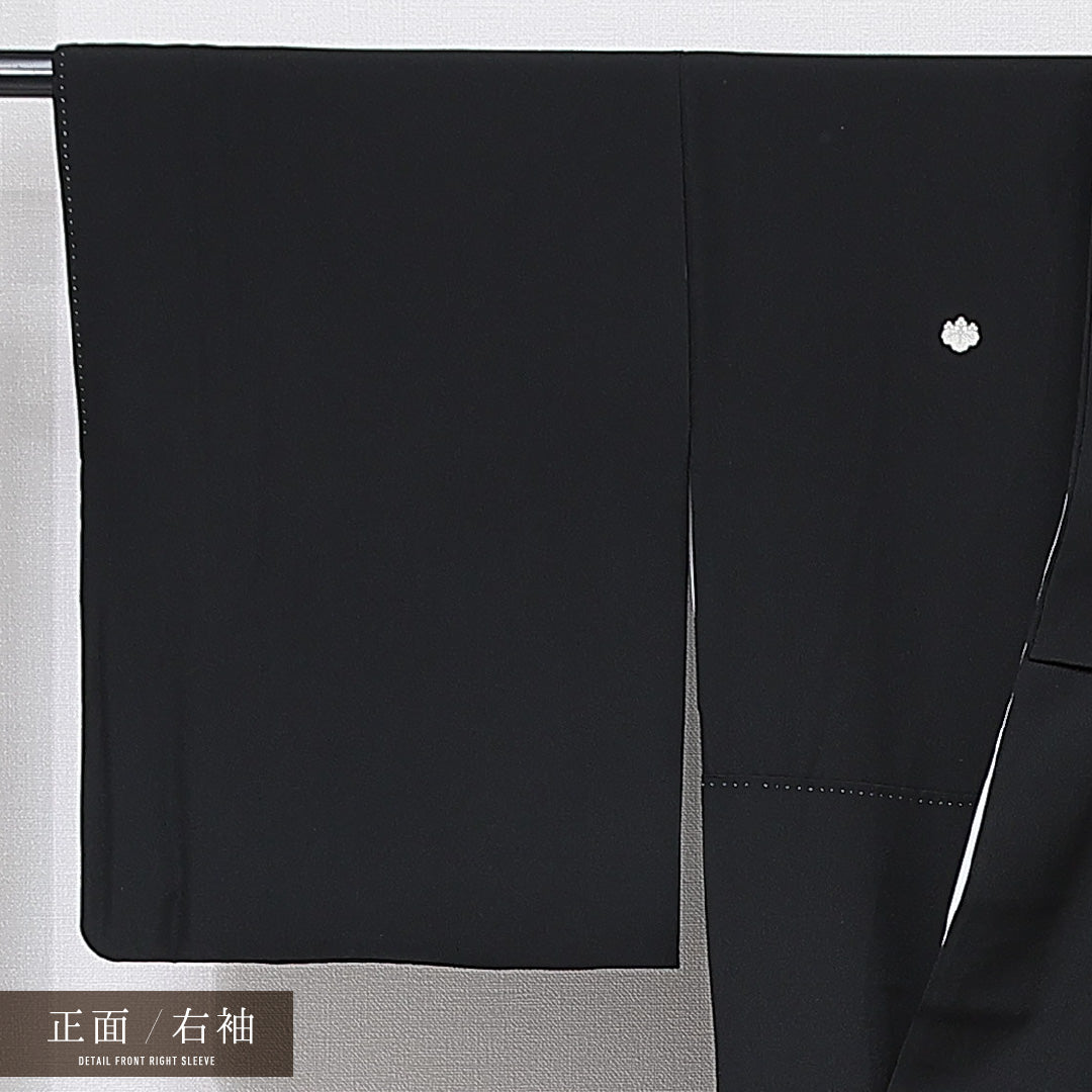 黒留袖 袷 身丈162cm 裄丈64cm 五つ紋 五三桐 フォーマル Sランク Lサイズ 正絹 比翼仕立て 広衿 花車 菊 1211-F0659
