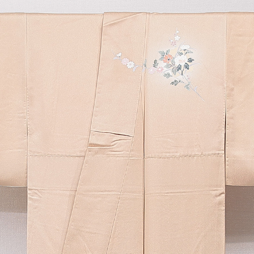 訪問着 袷 身丈153cm 裄丈62cm 正絹 Sランク Sサイズ 広衿 セミフォーマル 雪輪 牡丹 ぼかし染 金彩 ピンク系 クリーム系 1212-15878