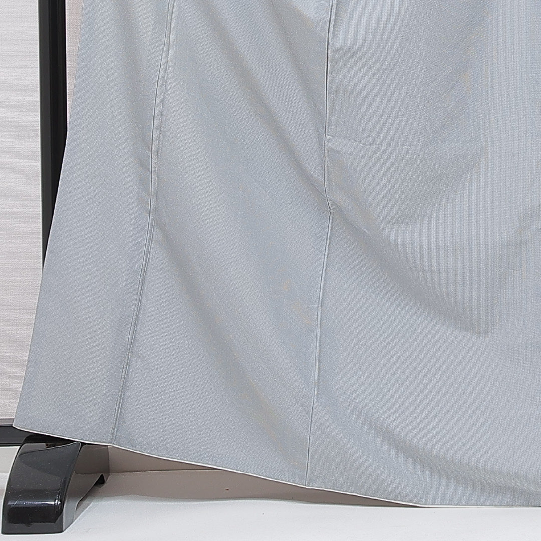 紬 洗える着物 袷 身丈168cm 裄丈67cm ポリエステル Cランク XLサイズ 広衿 カジュアル 縞 グレー系 1216-15193