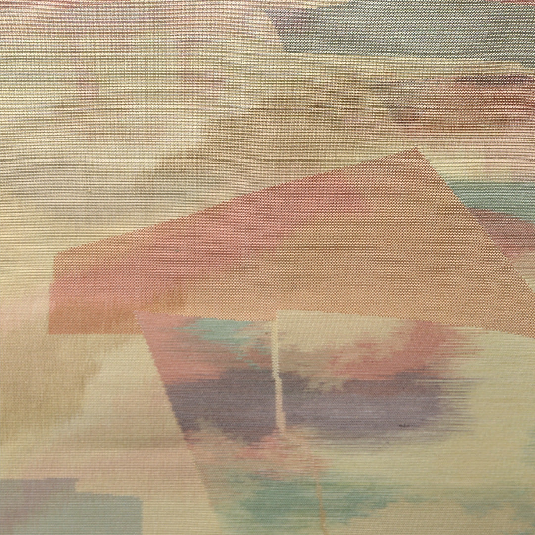 八寸名古屋帯 帯丈368cm カジュアル 松葉仕立て 全通 Sランク 正絹 抽象柄 多色系 1224-03828