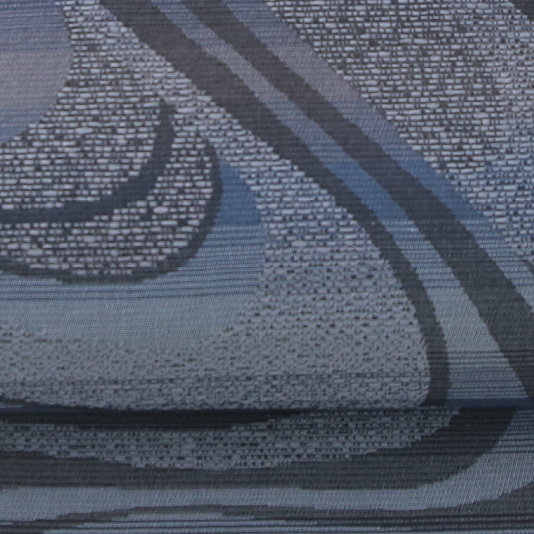 袋帯 帯丈434cm セミフォーマル 全通 帯芯なし Sランク 正絹 流水 藍染和紙織 青系 黒系 1223-02275