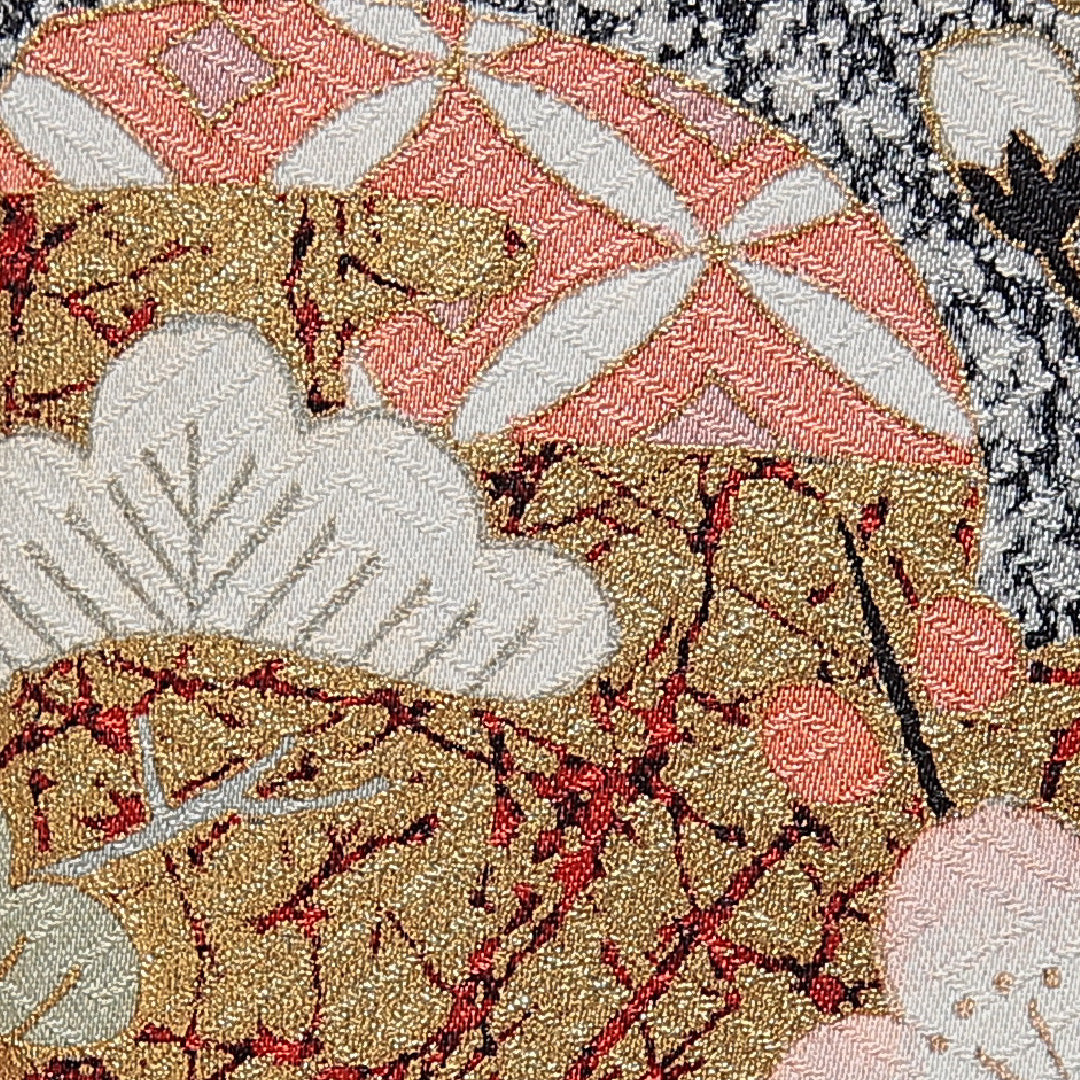 訪問着 身丈168cm 裄丈67cm 正絹 Sランク XLサイズ 広衿 セミフォーマル 梅 松 グレー系 1212-15492